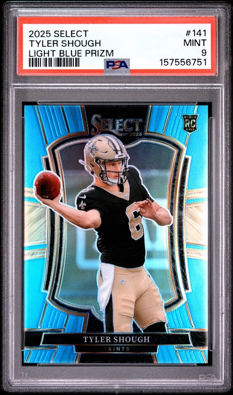 2025 PANINI SELECT LIGHT BLUE PRIZM #141 TYLER SHOUGH ROOKIE RC 78/99 PSA 9