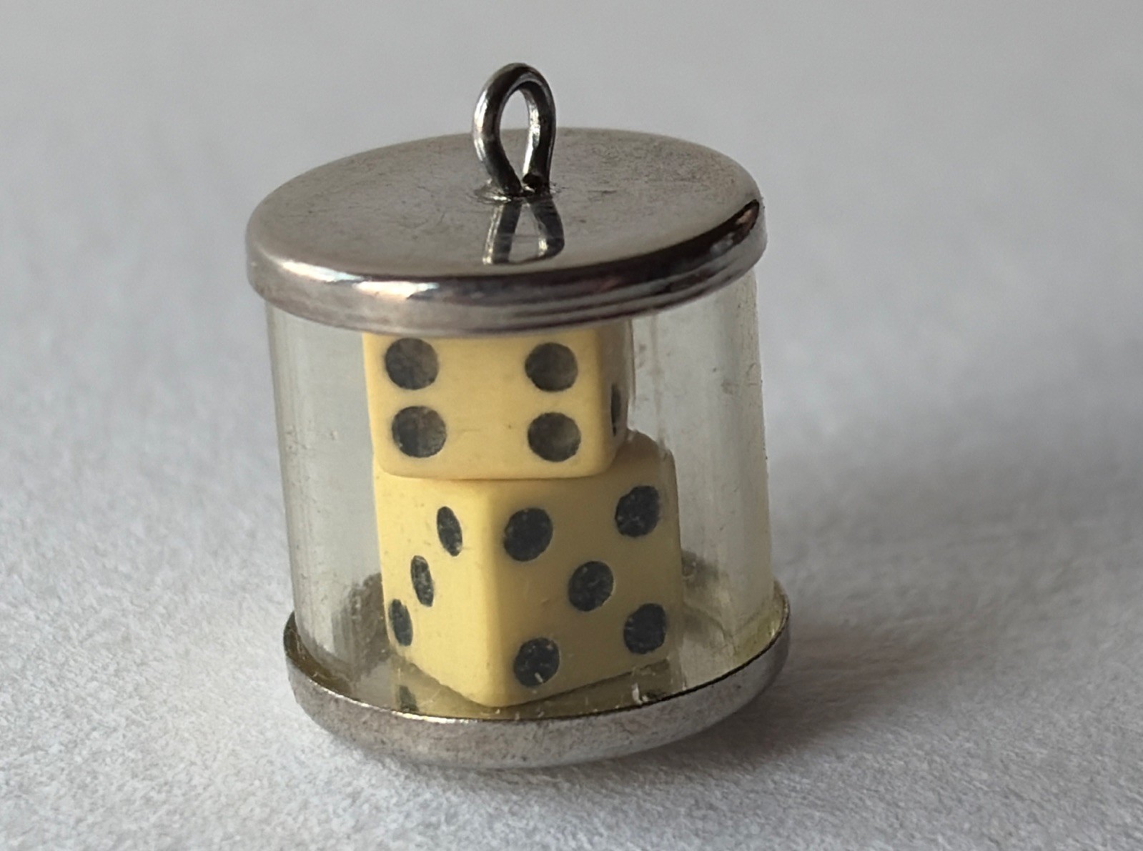 Vintage Sterling Dice Charm In A Capsule