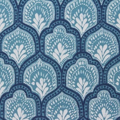 LACEFIELD DESIGNS ISLA CYAN BLUE FLORAL MEDALLION MULTIUSE FABRIC BY YARD 54"W - Image 1 of 4
