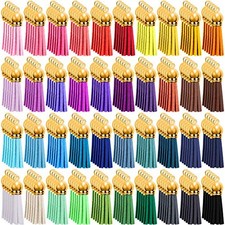 200 Pieces Keychain Tassels Bulk Leather Tassel Colored Tassel Pendants Gold