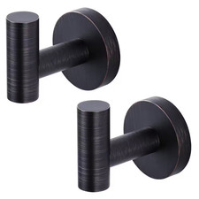 Wall Mount round Stainless-Steel J-Hook Robe/Towel Hook in Oil Rubbed Bronze 2-P