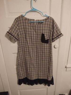 Vicolo Womens Plaid Ruffle hem Short Sleeve Pocket Dress Size L/ 10/ UK 14