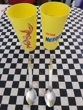 Vintage Nestlé Nesquik Promo Tumblers + Bunny Spoons Set (Bee International)