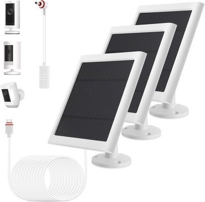 Solar Panel Outdoor for Ring Cameras (White 3P) Spotlight Cam Plus/Pro Stick Up