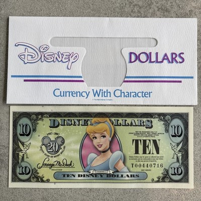 UNCIRCULATED 2007 $10 DISNEY DOLLARS CINDERELLA IN ENVELOPE 