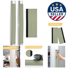 Double-Sided Sage Green Refrigerator Handle Covers - Elegant Washable Set of 2