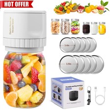 Electric Mason Jar Vacuum Sealer Kit for Wide  Regular Mason Genie Jar 10 Lids