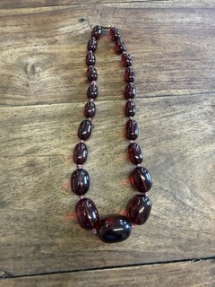 Antique Cherry Amber Faturan Bakelite Necklace 73 Grams