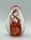Vintage Red Spiral Art Glass Paperweight Tear Drop Shape