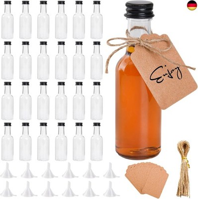 24 STK Kleine Likörflaschen zum Befüllen, 50ml Mini Fläschchen Plastik Shot Fl