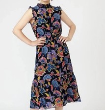 J.CREW BOHO FLORAL/PAISLEY MOCK NECK MIDI DRESS XS PERFECT FOR FALL GATHERINGS