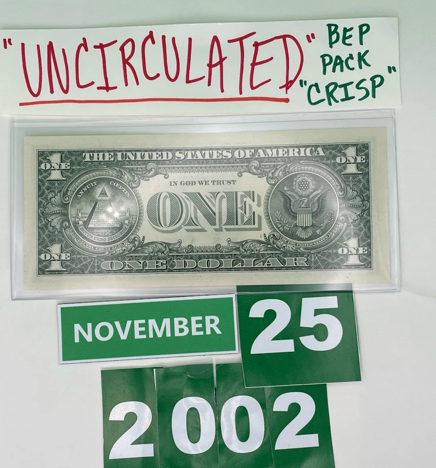 November 25 2002 BIRTHDAY 🎂 NOTE UNCIRCULATED GEMS 💎 Sealed BEP Bricks 🧱 $1 - Image 4 of 4