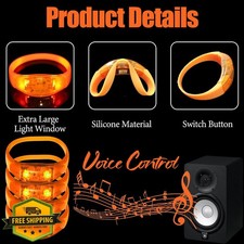 100 LED Sound Activated Bracelets Flashing Music Control Party