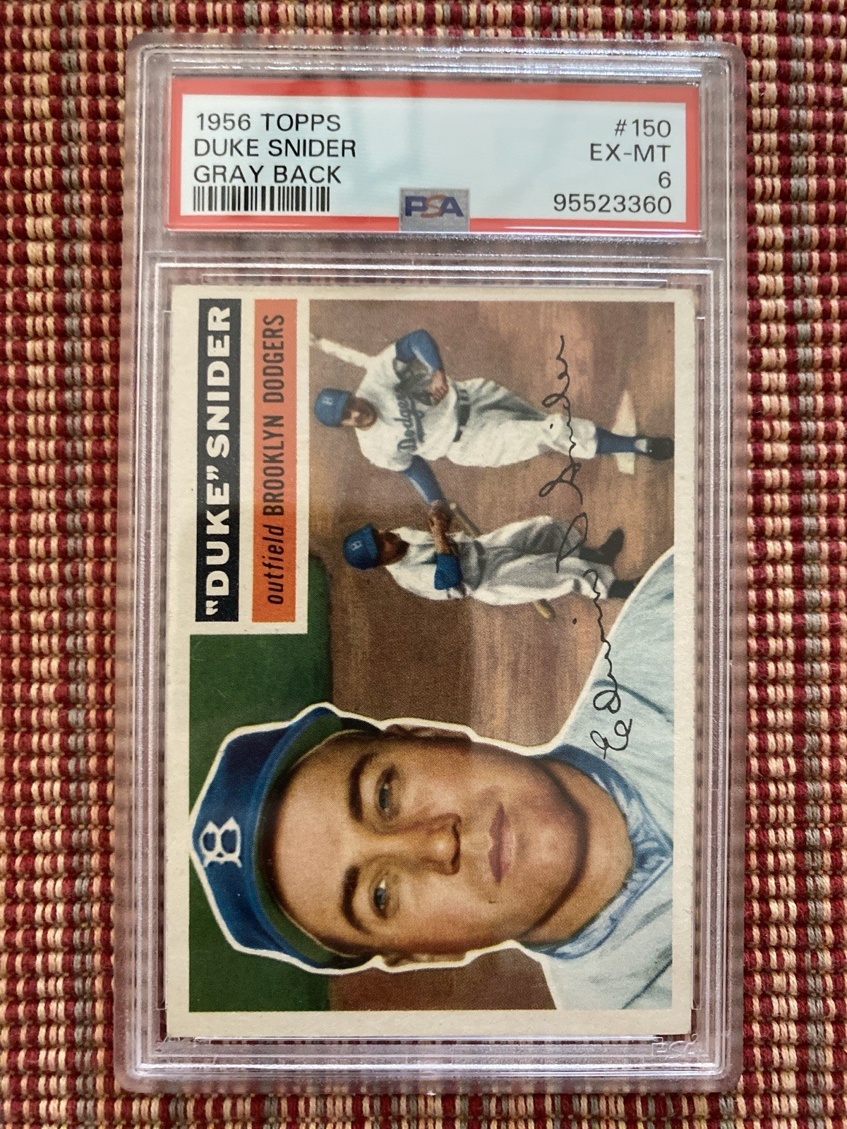 1956 Topps #150 Duke Snider Gray Back PSA 6 EX-MT