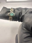 Vintage Sterling Silver 925 Turquoise Chip Inlay Ring Size 7.75-8 Southwestern