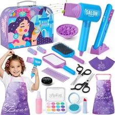 Cleboen Hair Salon Toys for Girls, Pretend Play Beauty Salon Hair Styling Set...
