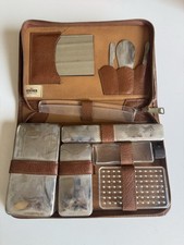 Vintage Men’s Travel Grooming Kit Split Leather Made in USA Toiletry Set