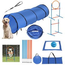 Agility Set für Hunde mit Hürde Tunnel & Ring & Hürdenstangen Hundesport Set