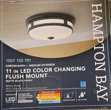 Hampton Bay Greenhaven Medium Exterior 11in LED Color Changing Flush Mount