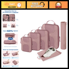6 Set Compression Packing Cubes - Travel Luggage Organizer Bags for Easy Packing