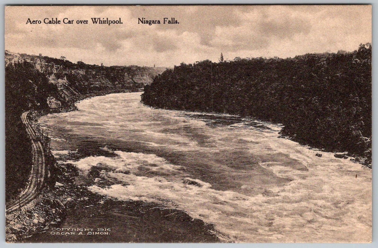 Antique Postcard Aero Cable Car Whirlpool Niagara Falls, NY 1910s
