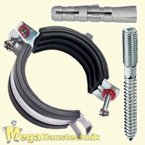 Rohrschellen 12 - 168 mm + Stockschrauben/Dübel Gelenkrohrschellen Schallschutz - Bild 2 von 17