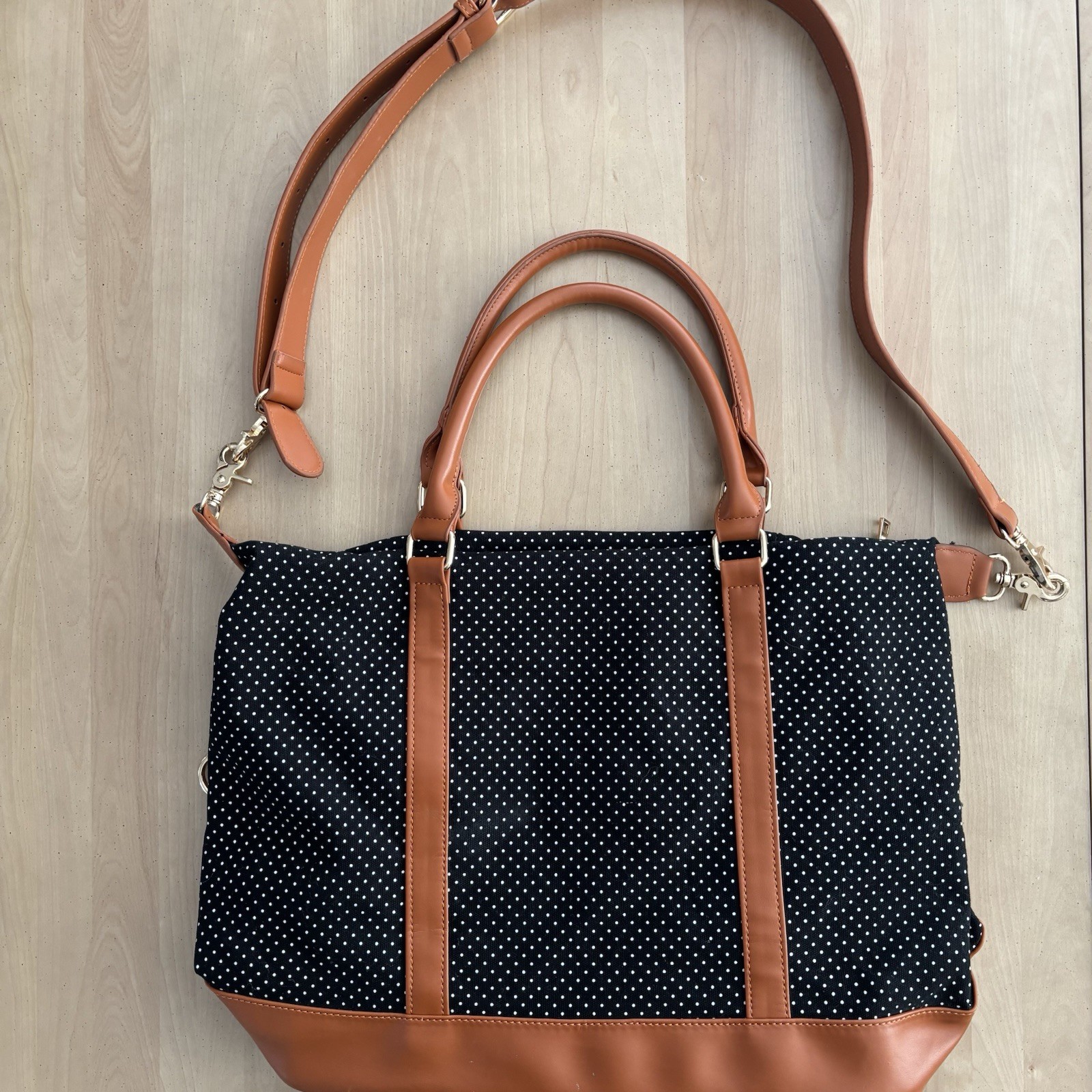 Travel/Carry-on Bag. Black Canvas w/White Dots. Gently Used.