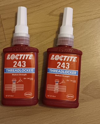 Loctite 243 Threadlocker Medium Strength, Oil Resistant, 50ml 2 Bottles