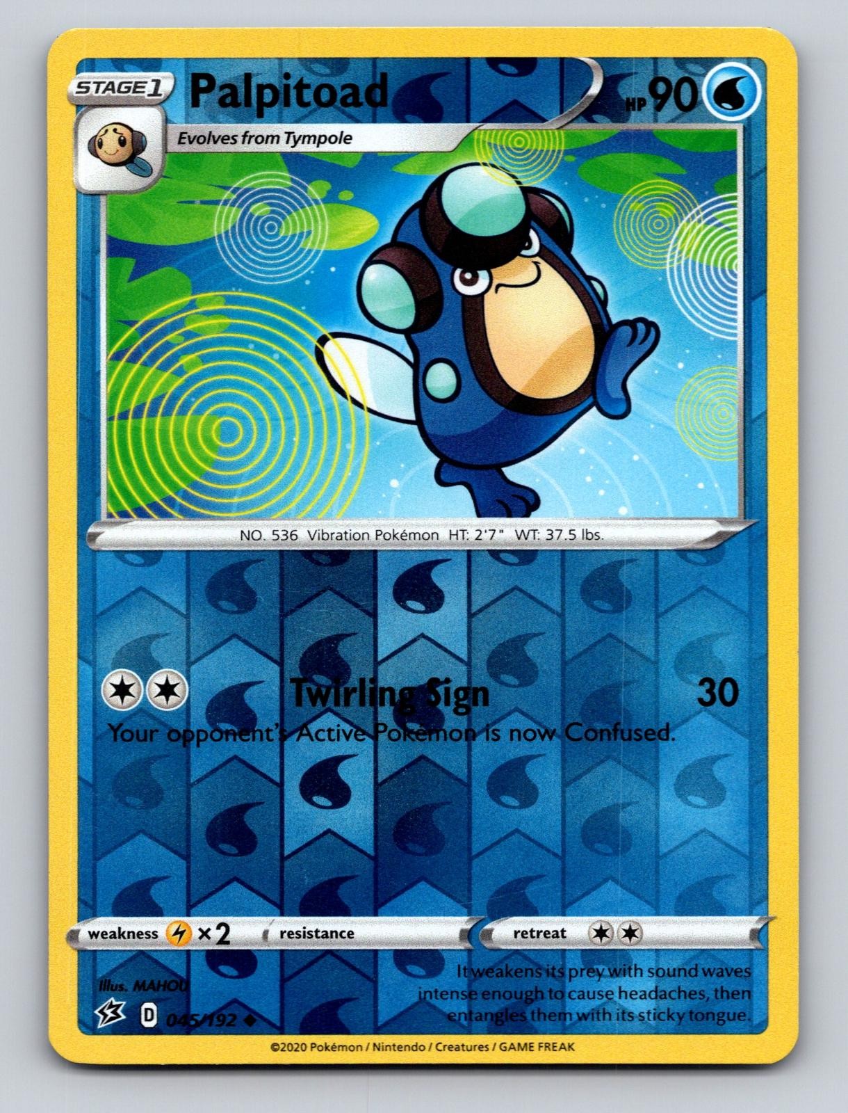 Palpitoad 045/192 Uncommon Rebel Clash Pokemon Reverse Holo NM