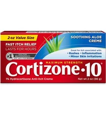 Cortizone•10 MAXIMUM STRENGTH ITCH RELIEF CREME Calming Aloe Vera PSORIASIS 2oz.