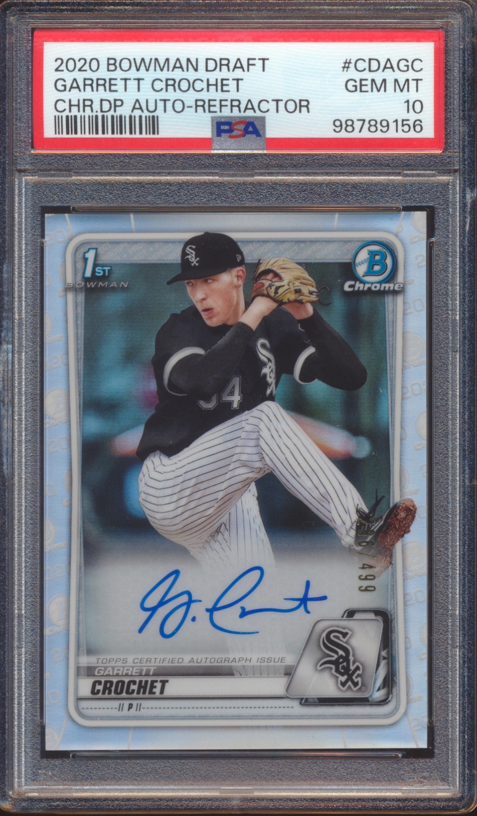 2020 BOWMAN CHROME GARRETT CROCHET REFRACTOR AUTO AUTOGRAPH /499 PSA 10!