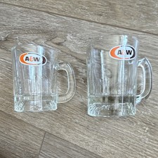 Lot de 2 tasses en verre transparent A&W enseigne publicitaire soda marchandise de collection