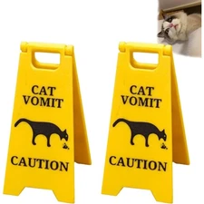 3D Printed Cat Vomit Warning Sign - Funny Pet Puke Caution Floor Decor - 2