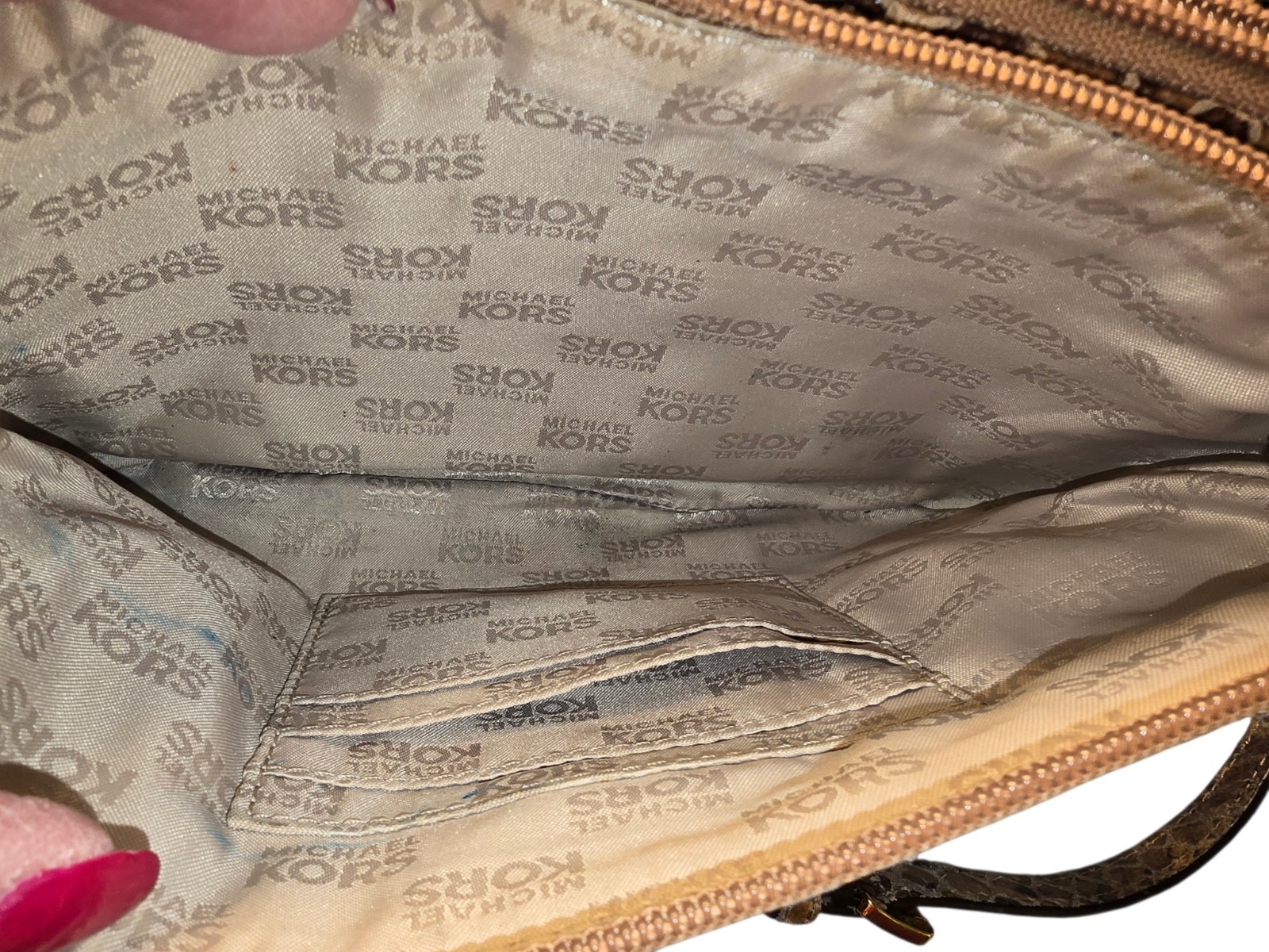 Michael Kors Bedford Gusset Python Embossed Leath… - image 11