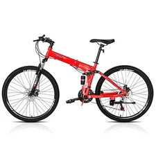 Portable 26" 21 Speeds MTB Mountain Bike Steel Frame Bicycle Cycling Foldable