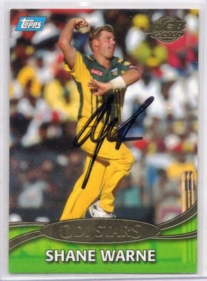 Shane Warne Signed Topps ACB Gold ODI Stars Cricket Card Australia Legend Auto