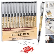 Black Gel Ink Pen, Ultra Fine Point 0.35Mm,Gel Pens, 12 Count Office School