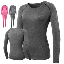 Thermal Underwear Set for Women Long John Long Sleeves Base Layer Set Top Bottom