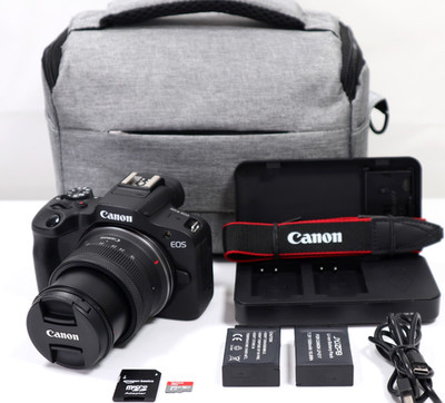 Canon R100 Mirrorless Camera + Canon Lens + 256GB SD Card Premium Kit - MINT.!!!