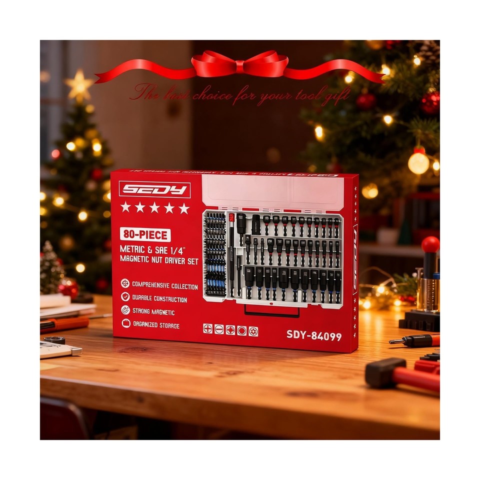 80-Piece Premium Magnetic Impact Nut Driver Set Metric & SAE with ...