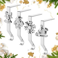 Christmas Stocking Holders, 4 Pack Xmas Stocking Holders Hangers for Mantel F...