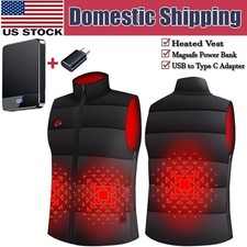 Graphene Electric Heated Vest Jacket Men Women Thermal Coat with 5000mAh battery