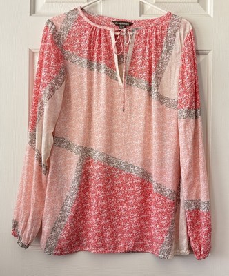 tommy bahama women's size XS/TP boho floral blouse coral brige long sleeve