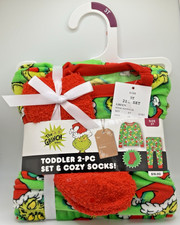 The Grinch Christmas Pajama Size 3T Sleep 2-Piece Set Cozy Socks Dr. Seuss