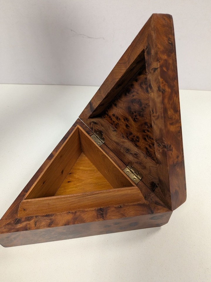 Triangular Wooden Burl Jewellery Box Organizer Z#1060 | eBay UK
