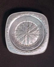  Fitz & Floyd Metal Serveware Candy Dish/Wine Coaster Leaf Design