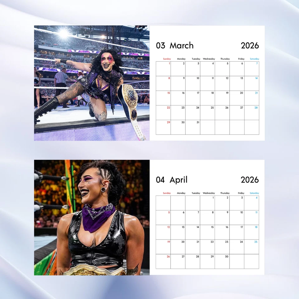 Calendario Rhea Ripley 2026, calendario de pared WWE Superstar, regalo para fanáticos de la lucha libre Foto 3 de 4