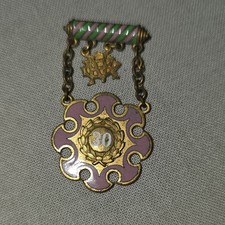 I.O.O.F. 30 Year Membership Pin Signed 1892 E...