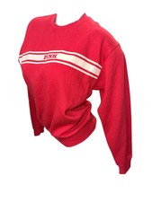 Victoria's Secret PINK NWT Campus Crew Sweatshirt Red Velvet Stripe Logo XL