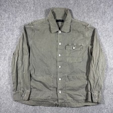 AllSaints Nevis Chore Jacket Mens Large Olive Green Cotton Utility M082SA Pocket